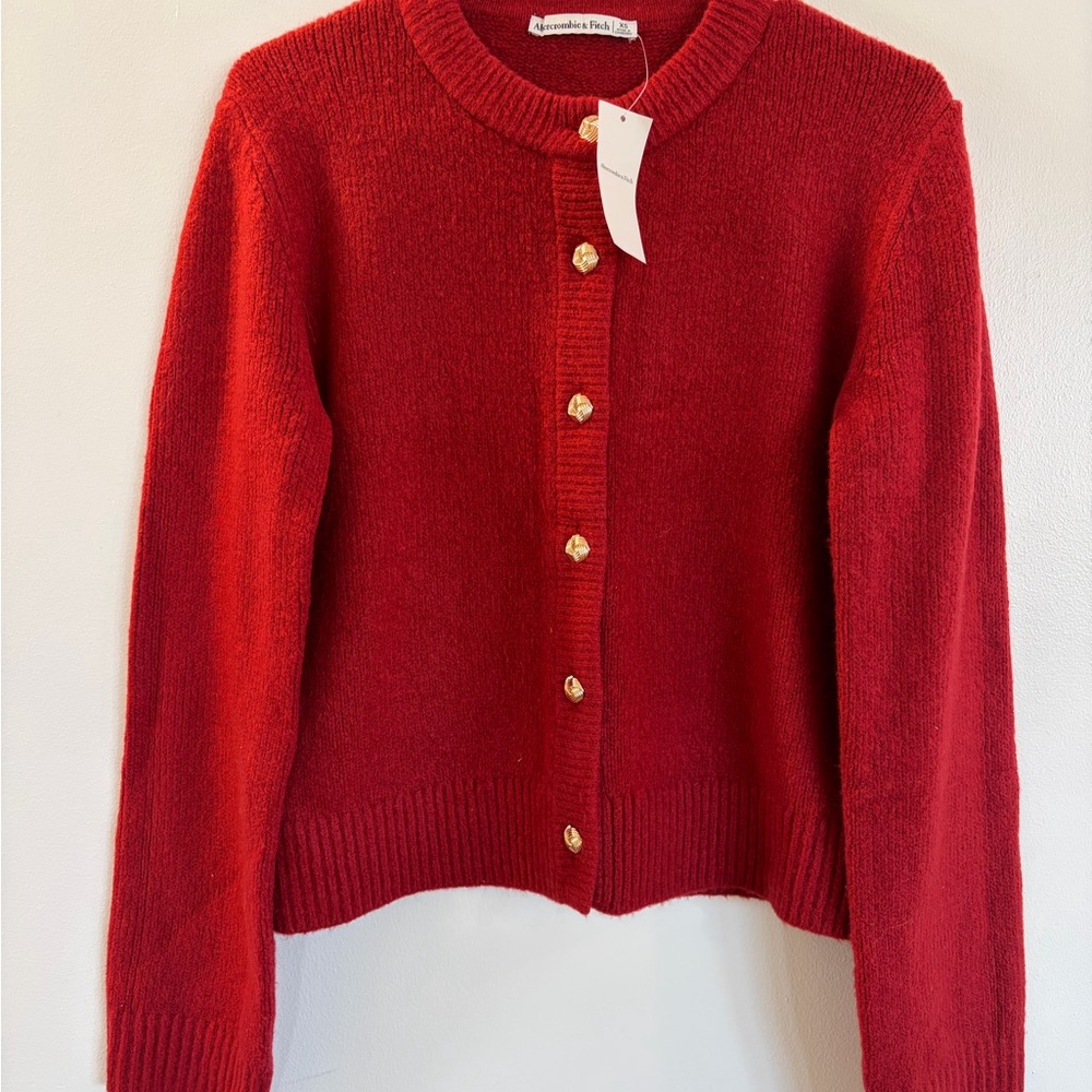 NWT Abercrombie & Fitch Red Button-Up Women's Sweater Size: XS